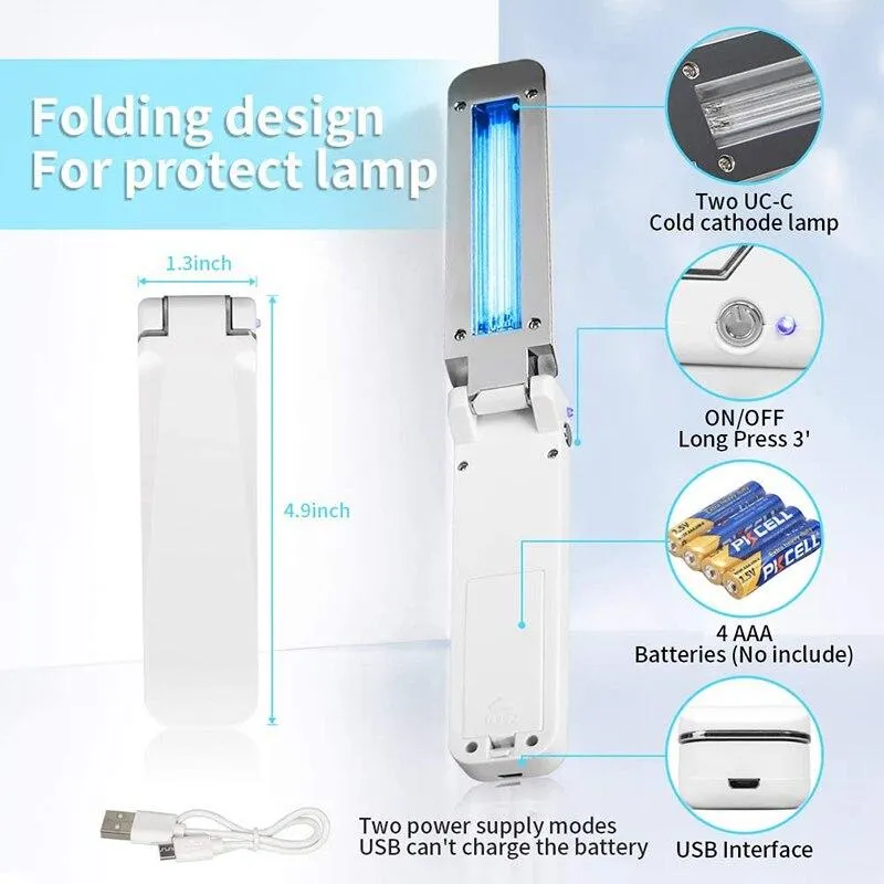 USB Portable Foldable UVC Sterilisation Disinfection  Personal Traveling Steriliser Lamp