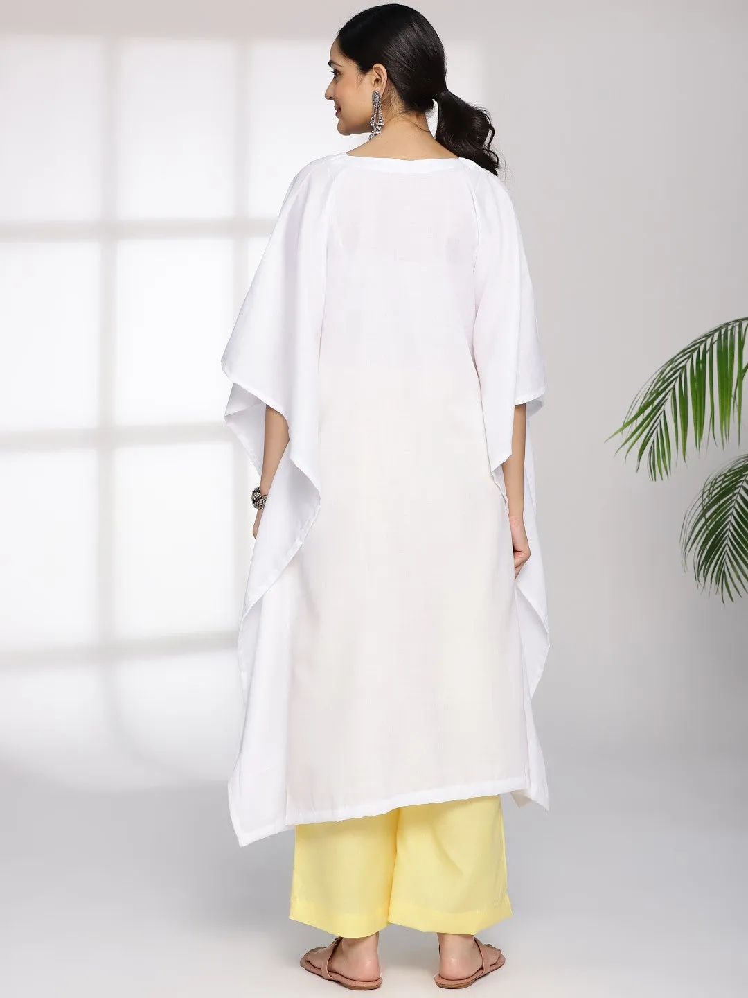 White CottonSlub LongKaftan