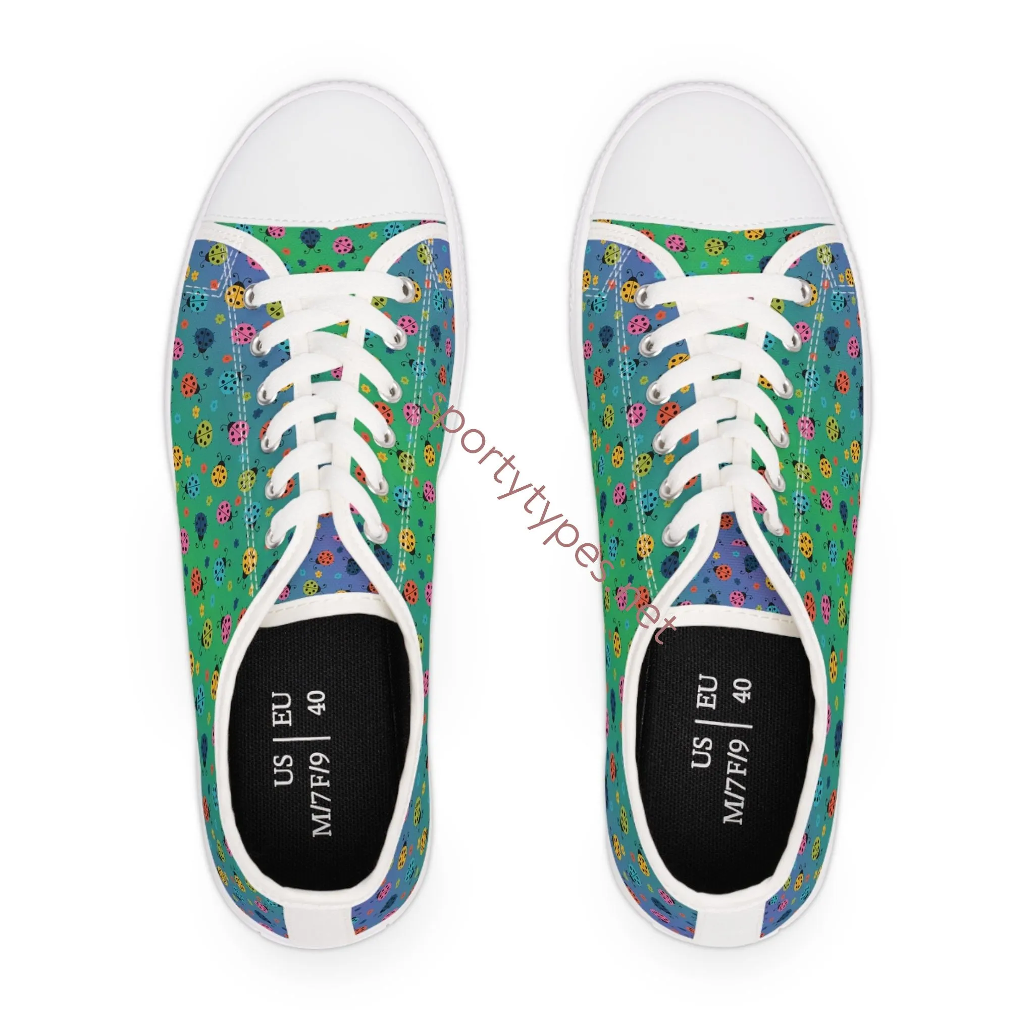 Women's Colored Ladybugs Low Top Canvas Sneakers